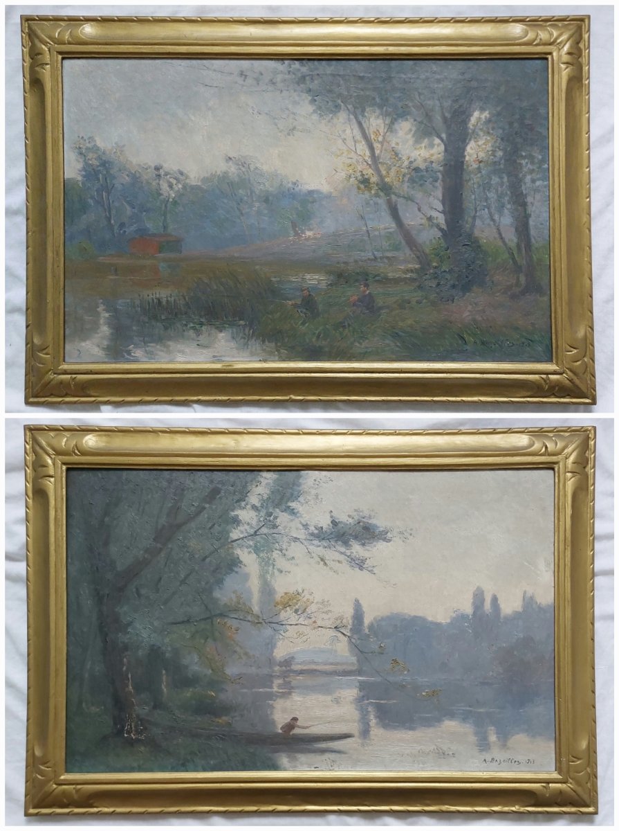 Albert Bazeilles - Paris / Bois De Vincennes - 59 X 87  - Antique Post-impressionist Painting-photo-5