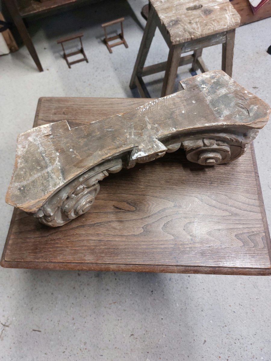 Chapiteau en bois sculpté - ornement néo classique - boiserie ancienne-photo-4