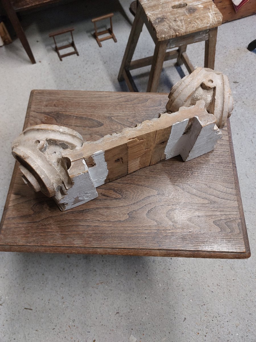 Chapiteau en bois sculpté - ornement néo classique - boiserie ancienne-photo-1