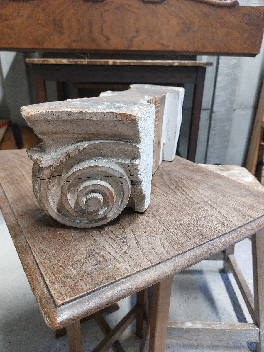 Chapiteau en bois sculpté - ornement néo classique - boiserie ancienne-photo-5
