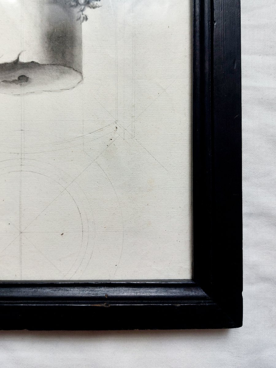Dessin ancien - chapiteau antique - étude XIX ornement architectural-photo-4
