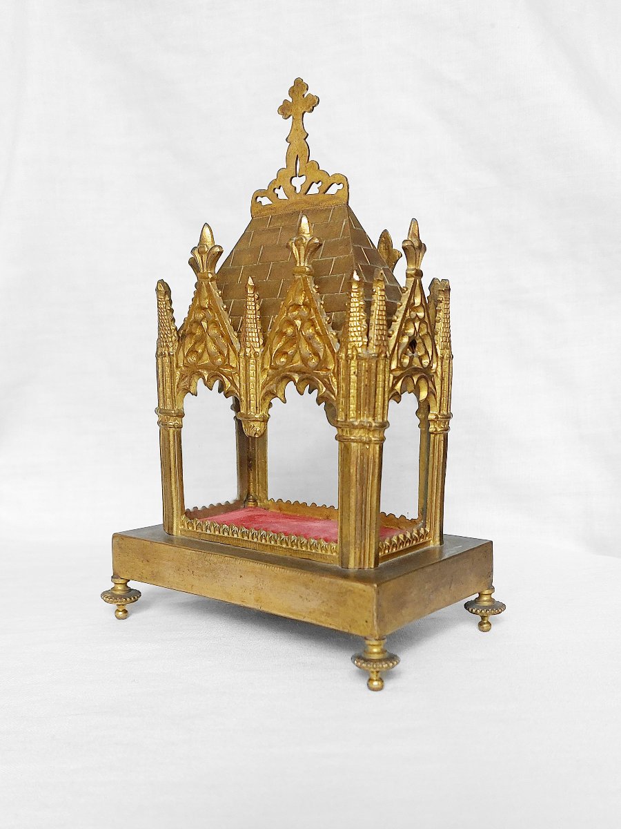 Reliquary In The Shape Of A Neo-gothic Chapel; Case; Jewel Box; Jewelry Box-photo-2