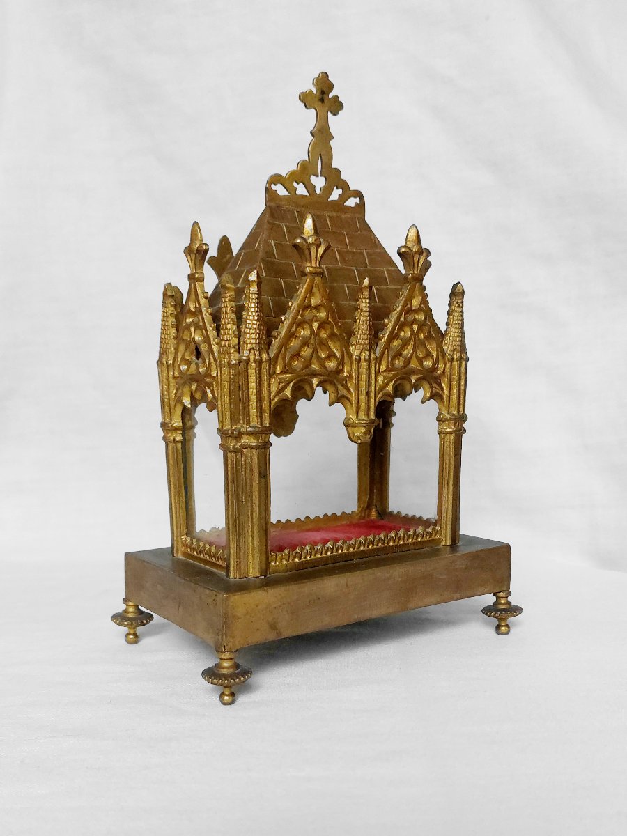 Reliquary In The Shape Of A Neo-gothic Chapel; Case; Jewel Box; Jewelry Box-photo-3