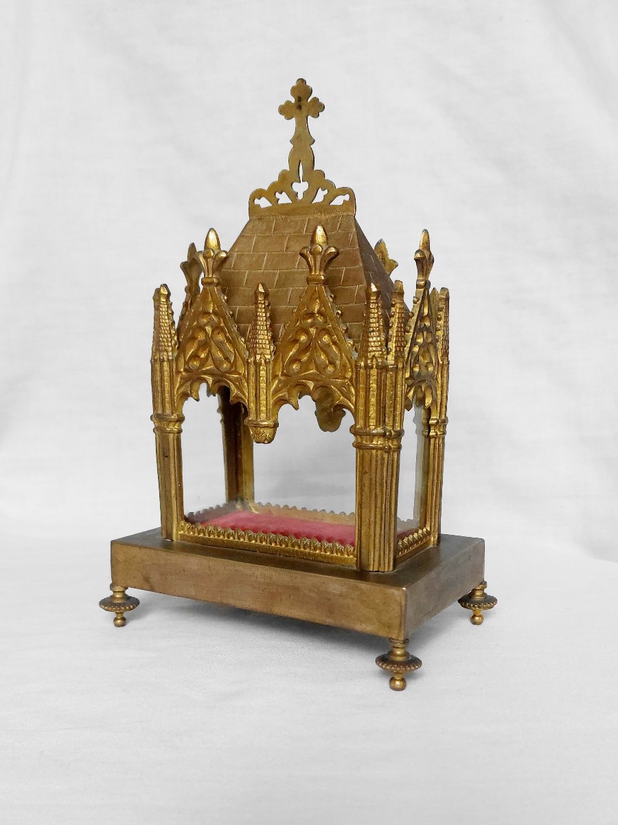 Reliquary In The Shape Of A Neo-gothic Chapel; Case; Jewel Box; Jewelry Box-photo-1