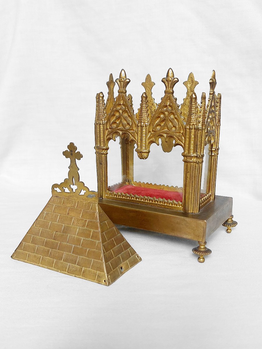 Reliquary In The Shape Of A Neo-gothic Chapel; Case; Jewel Box; Jewelry Box-photo-3