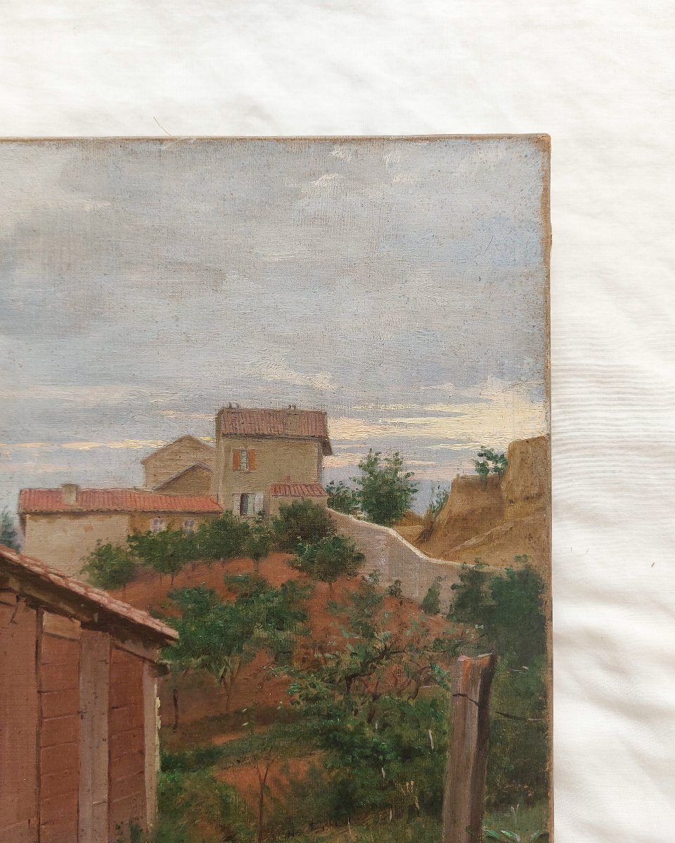Antique Painting - Montmartre, C. 1860 - 19th-century Oil On Canvas; Landscape Near Paris, To Be Identified-photo-2