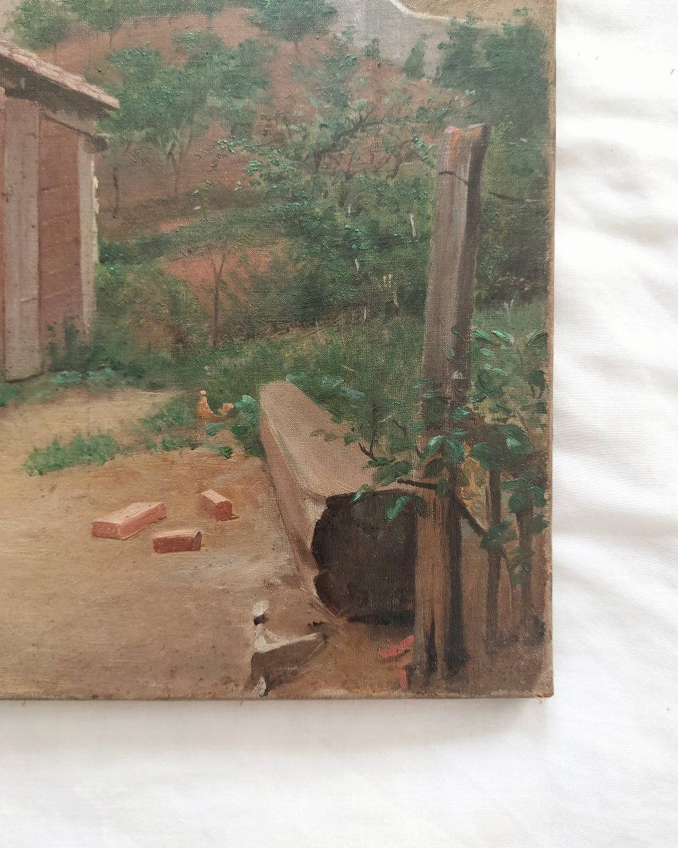 Antique Painting - Montmartre, C. 1860 - 19th-century Oil On Canvas; Landscape Near Paris, To Be Identified-photo-3