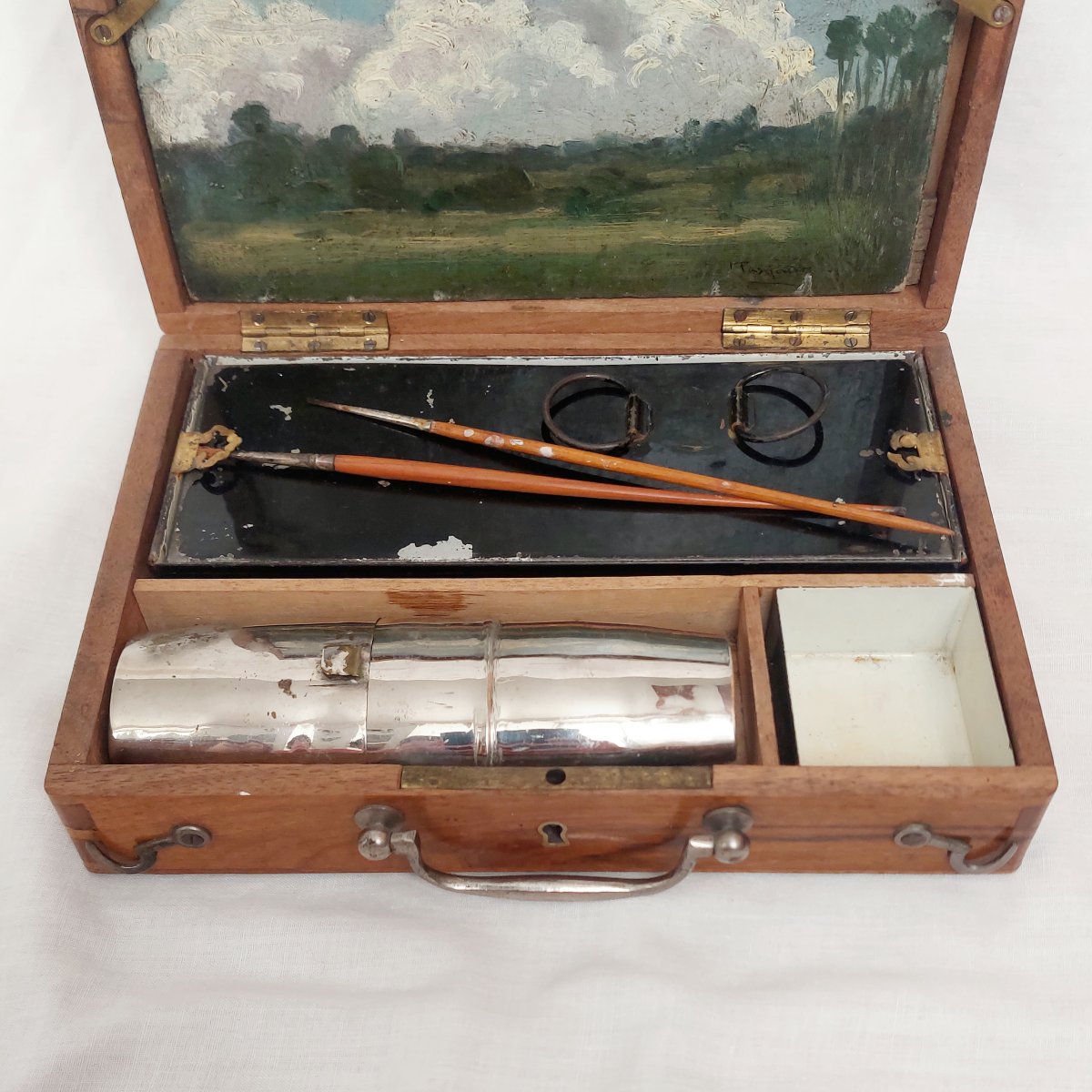 Henri PASQUIER - étude de ciel avec nuages - paysage fin XIXème avec mallette-photo-2