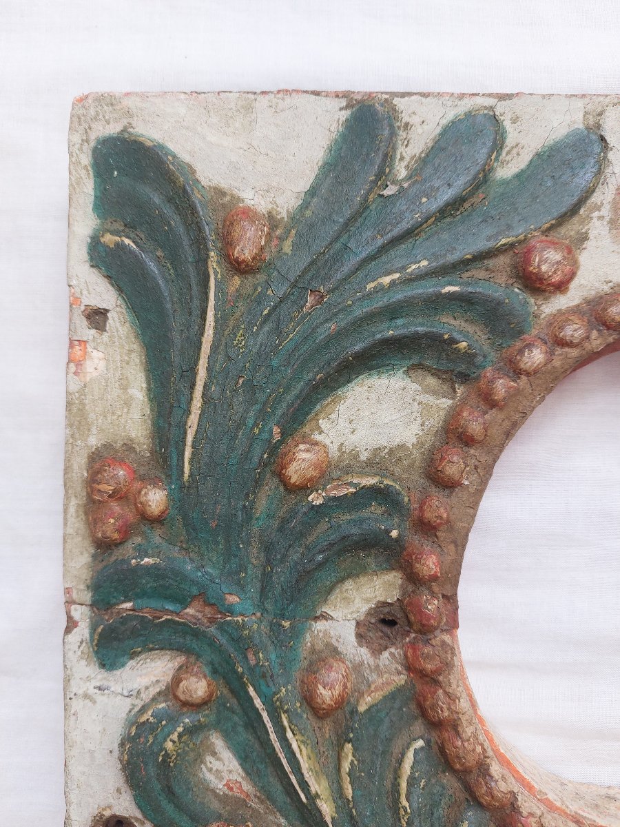 Cadre ancien 1669 XVII ème siècle - Bois sculpté polychrome - -photo-3