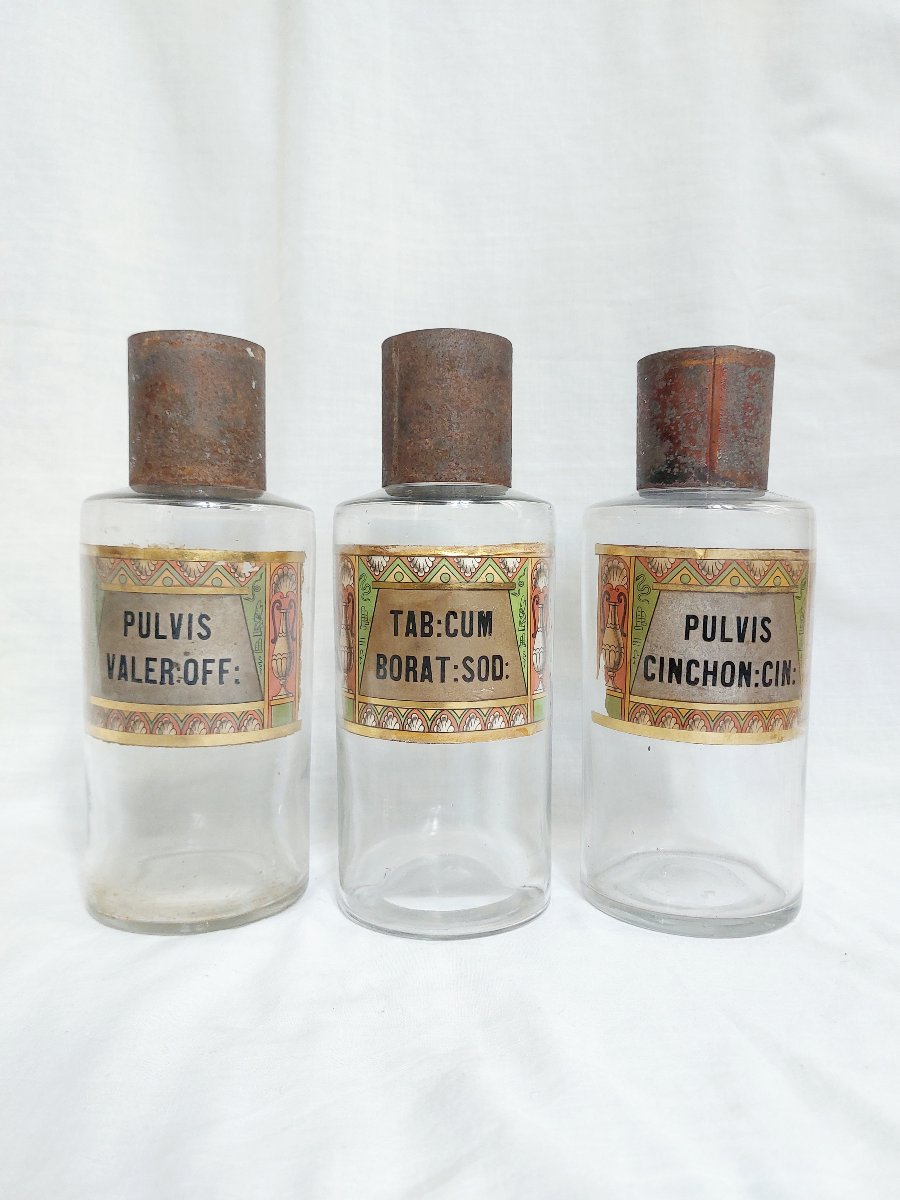 Set Of Late 19th-century Pharmacy Jars, "egyptomania"—cabinet Of Curiosities—pharmacology-photo-2
