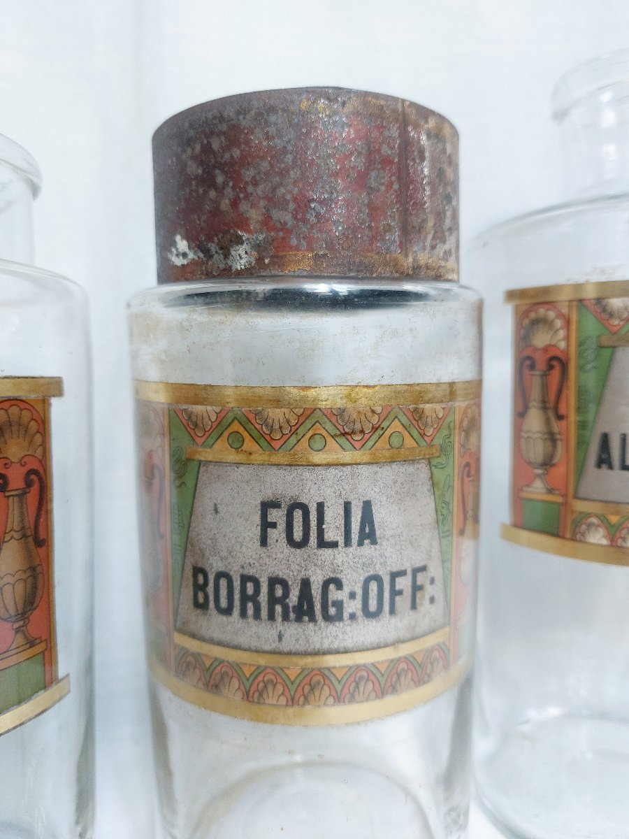 Set Of Late 19th-century Pharmacy Jars, "egyptomania"—cabinet Of Curiosities—pharmacology-photo-3