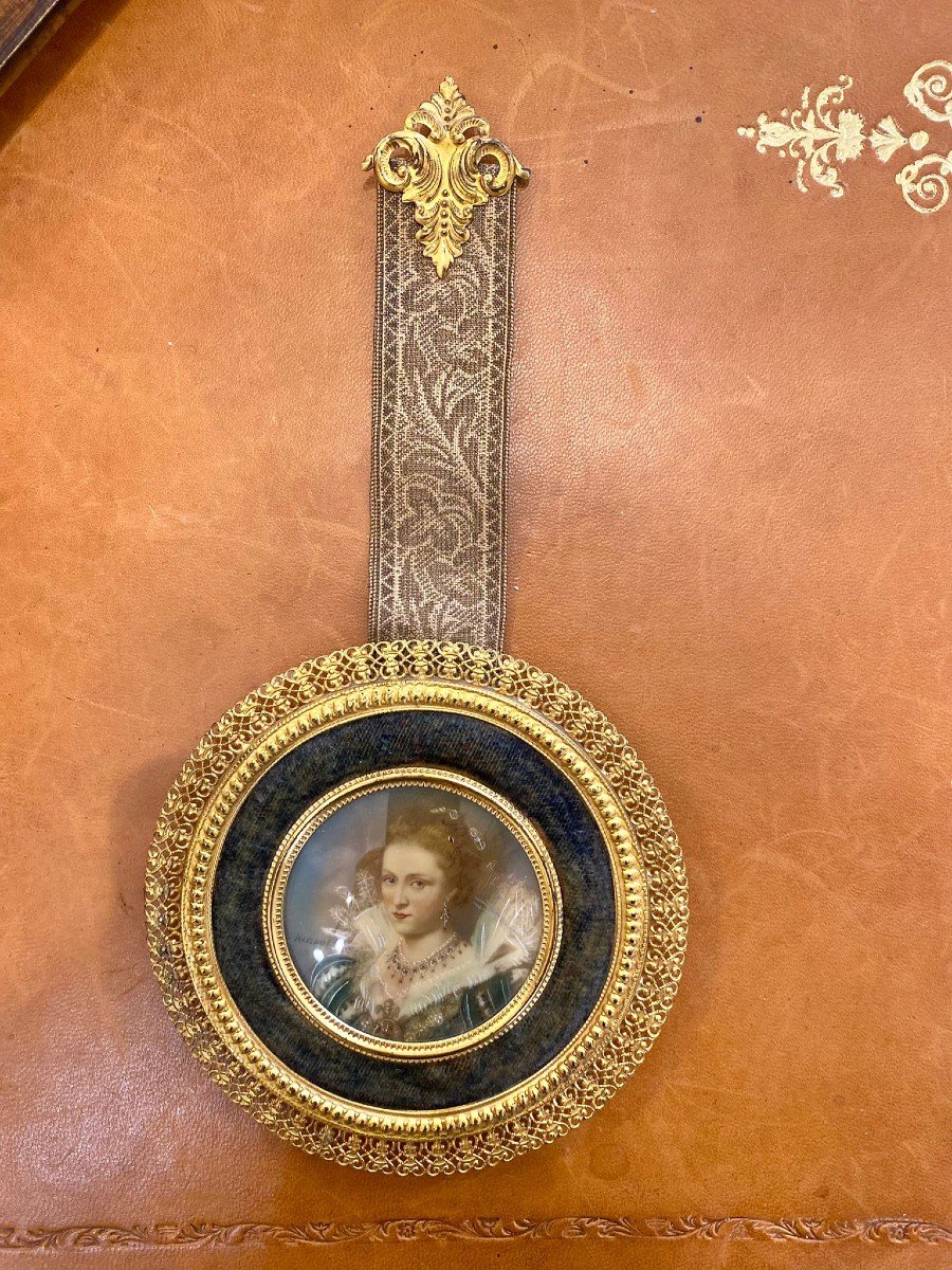 Set De Tableaux, Peinture Sur Ivoire , Signé Pauline Bonaparte.-photo-3