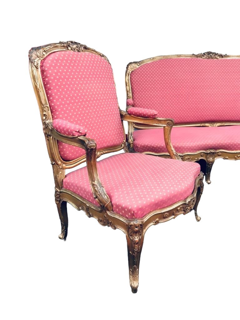 Important Mobilier De Salon, Louis XV, 19ème Siècle.-photo-2