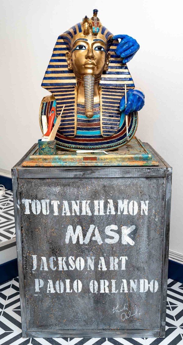  Paire De Mask Pyramide " Toutank Ha Mon, 20éme Siécle-photo-3