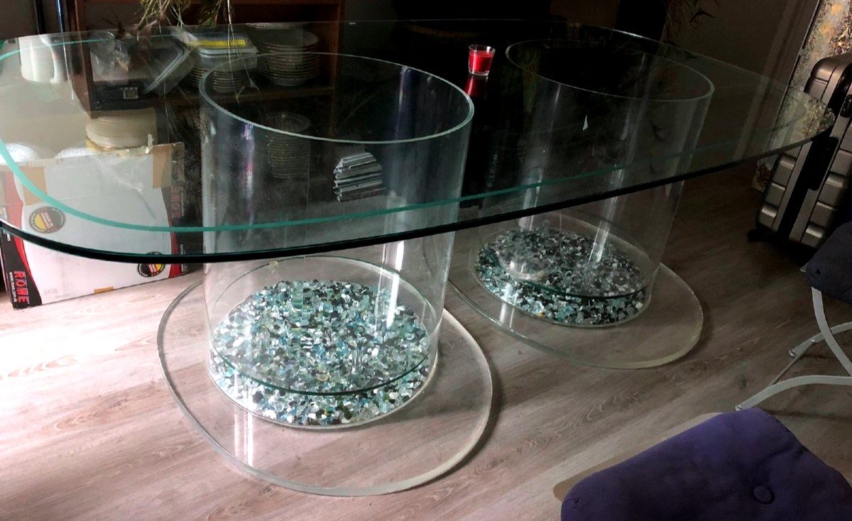 Table à Manger d'Antiquites En Verre, 20ème Siècle.