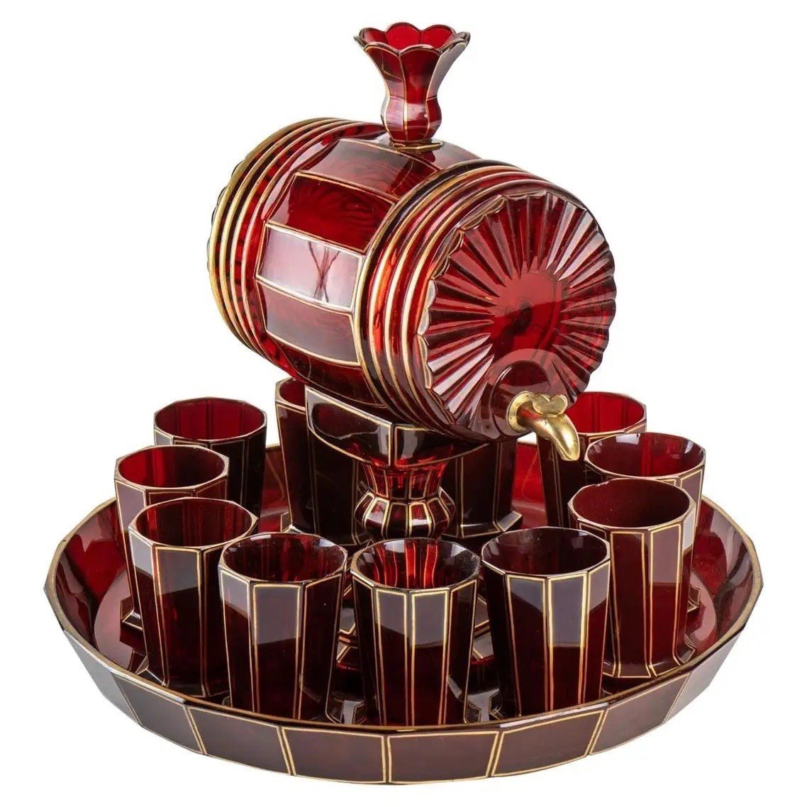 Bohemian Barrel Set, Napoleon III, 19th Century