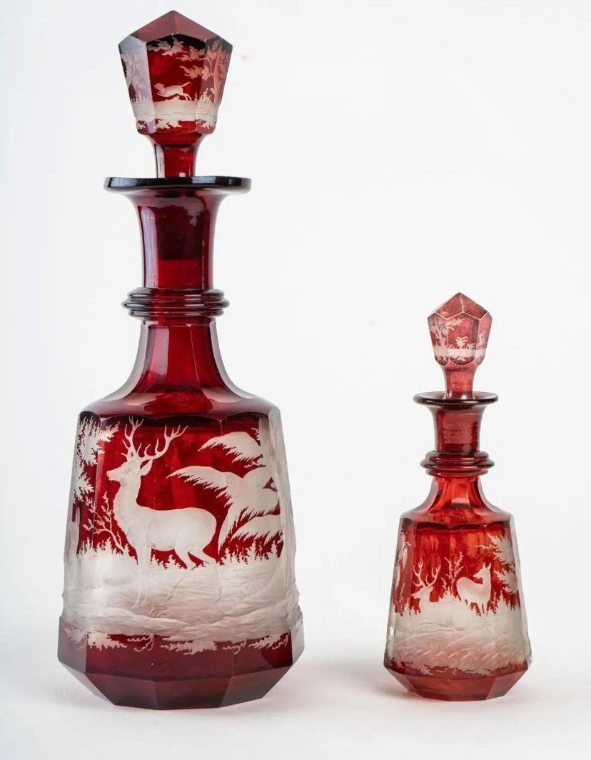 Bohemian Crystal Set, 19th Century Antique.-photo-5