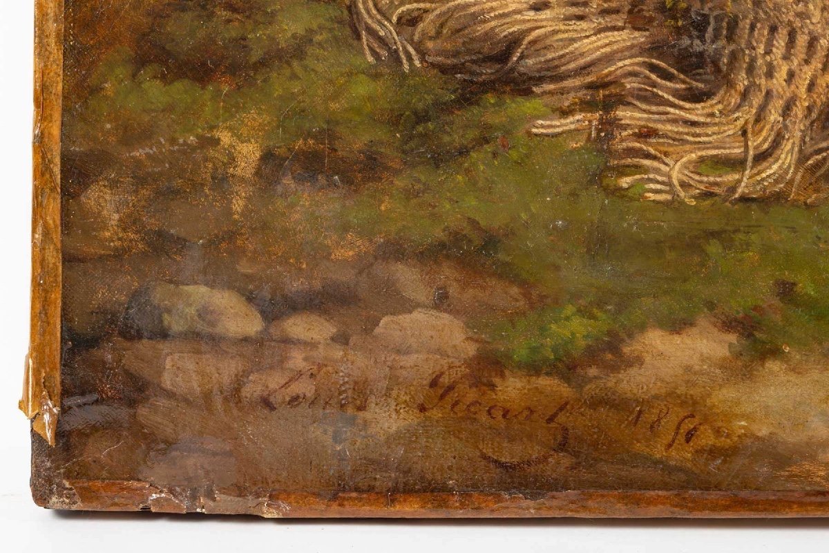 Picard Louis Painting, Hunting Scene Dated 1850-photo-6