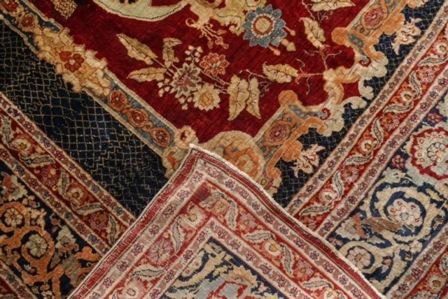 Important Heriz Silk Rug, Orientalist, From The 19th Century-photo-2