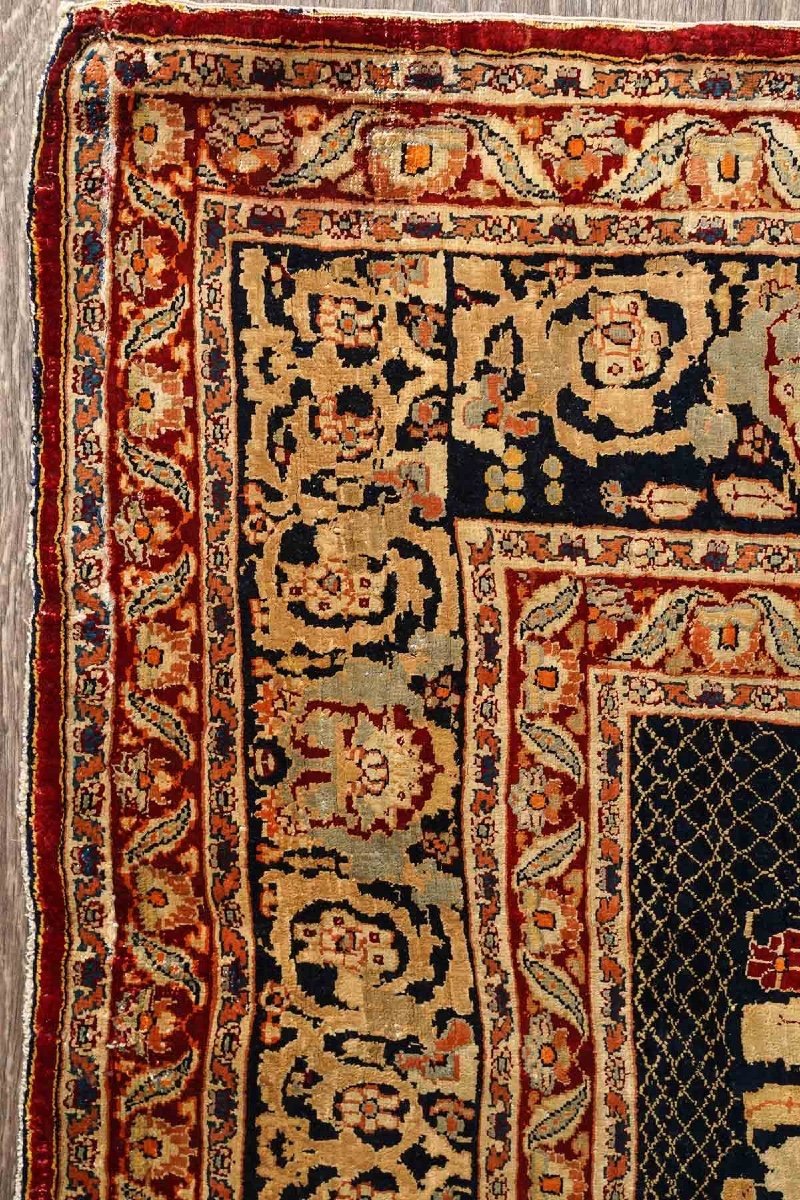 Important Heriz Silk Rug, Orientalist, From The 19th Century-photo-3