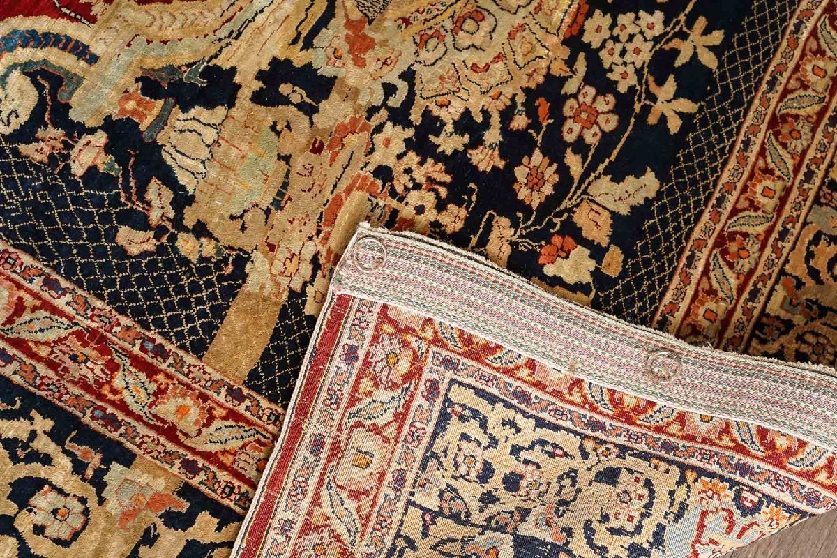 Important Heriz Silk Rug, Orientalist, From The 19th Century-photo-5