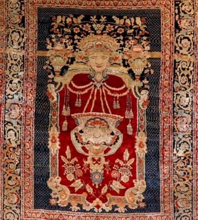 Important Heriz Silk Rug, Orientalist, From The 19th Century-photo-6