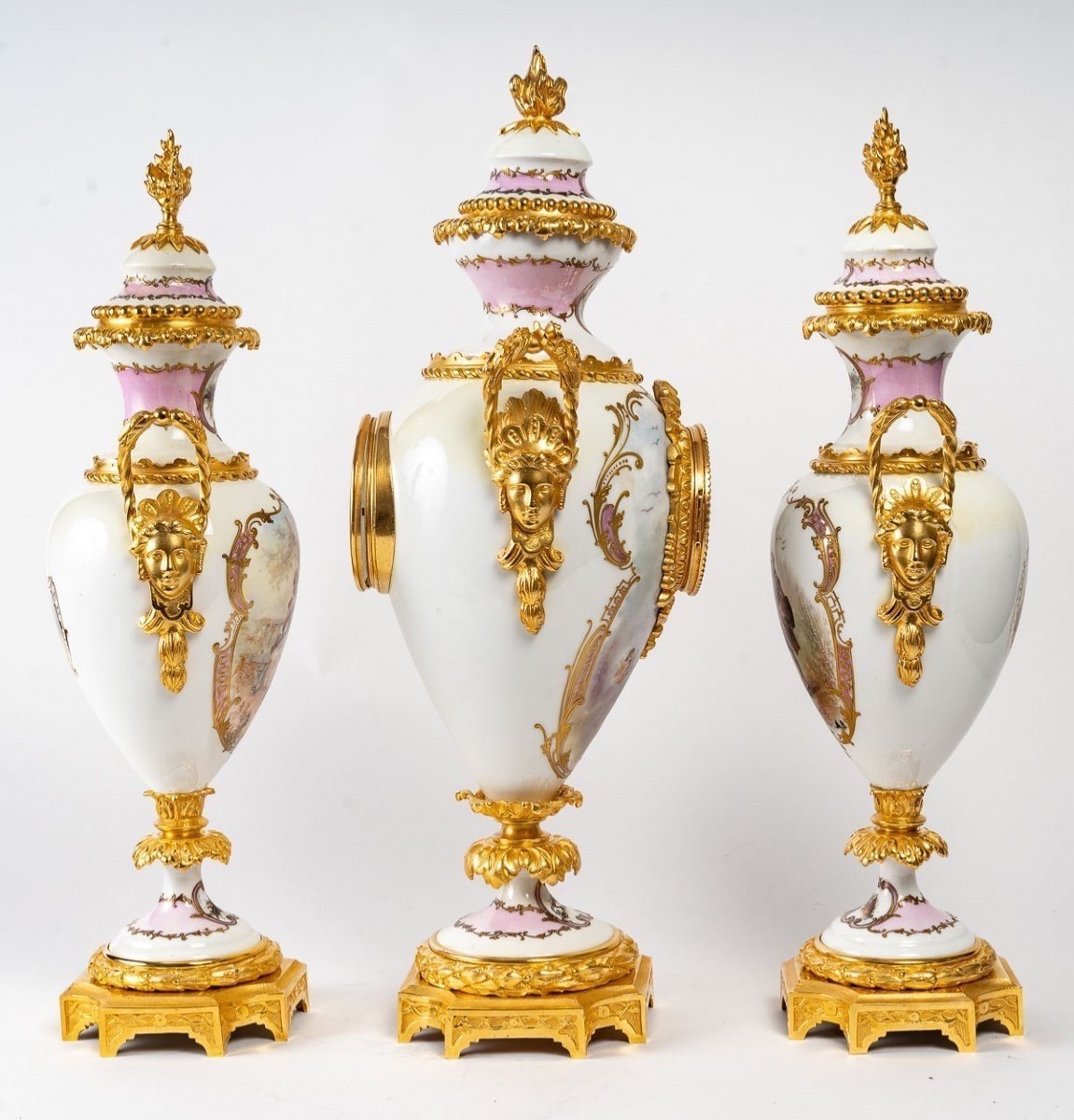 Garniture De Cheminé En Porcelaine, 19éme Siècle -photo-1