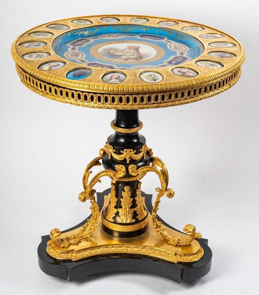 Sèvre Pedestal Table, Louis XVI Style, 19th Century-photo-2