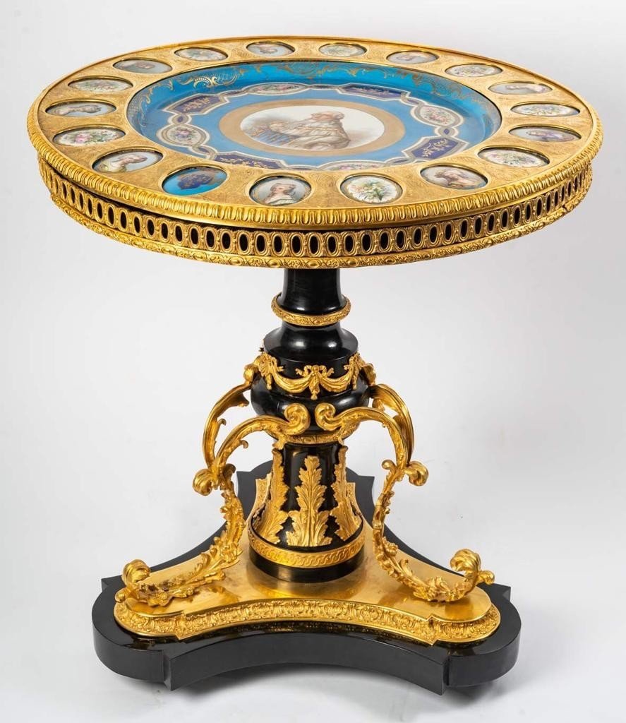 Sèvre Pedestal Table, Louis XVI Style, 19th Century