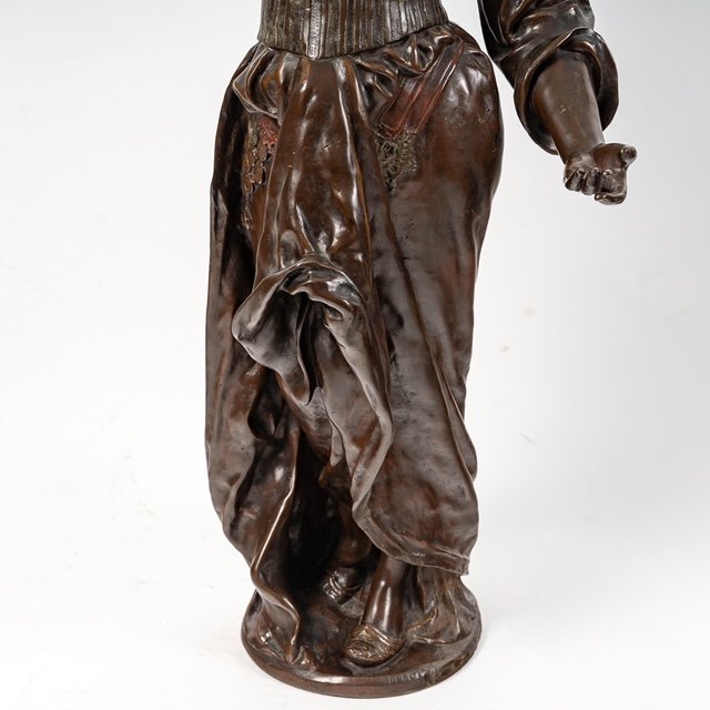 Statue With Pendulum, Signed Barbedienne-photo-4