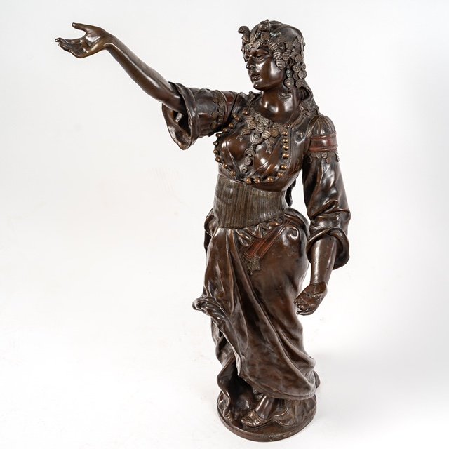 Statue With Pendulum, Signed Barbedienne-photo-5