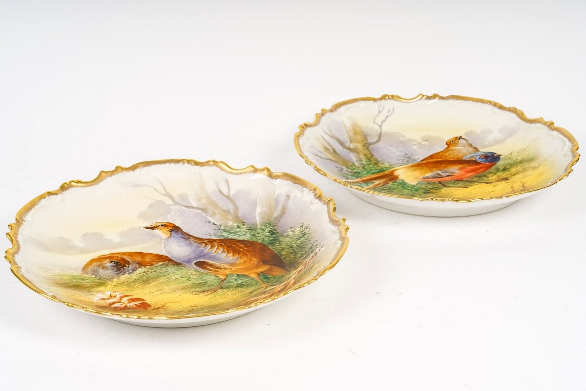 Pair Of Porcelain Plates, Maison Limoges, 19th Century -photo-5