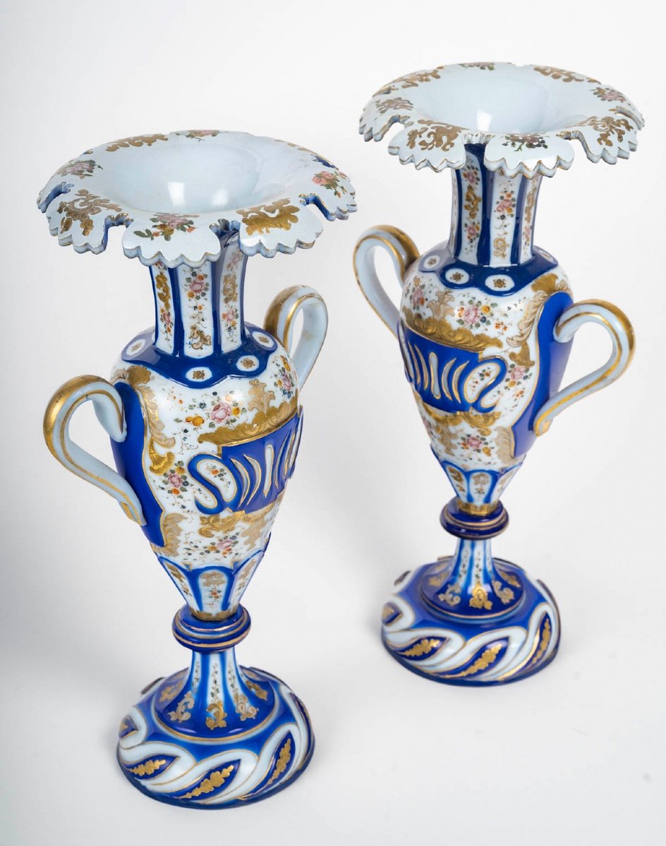 Rare Paire De Vase Overlay, Charles X, 1830-1840-photo-2