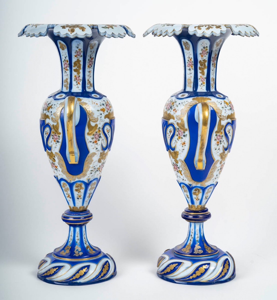Rare Paire De Vase Overlay, Charles X, 1830-1840-photo-3