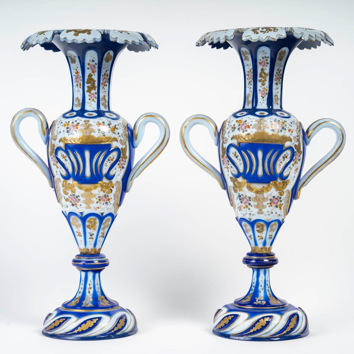 Rare Paire De Vase Overlay, Charles X, 1830-1840-photo-4
