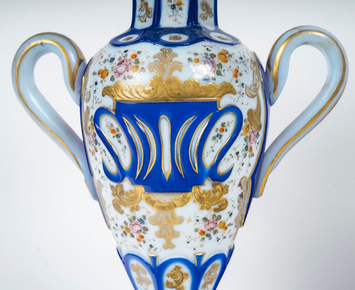 Rare Paire De Vase Overlay, Charles X, 1830-1840-photo-1