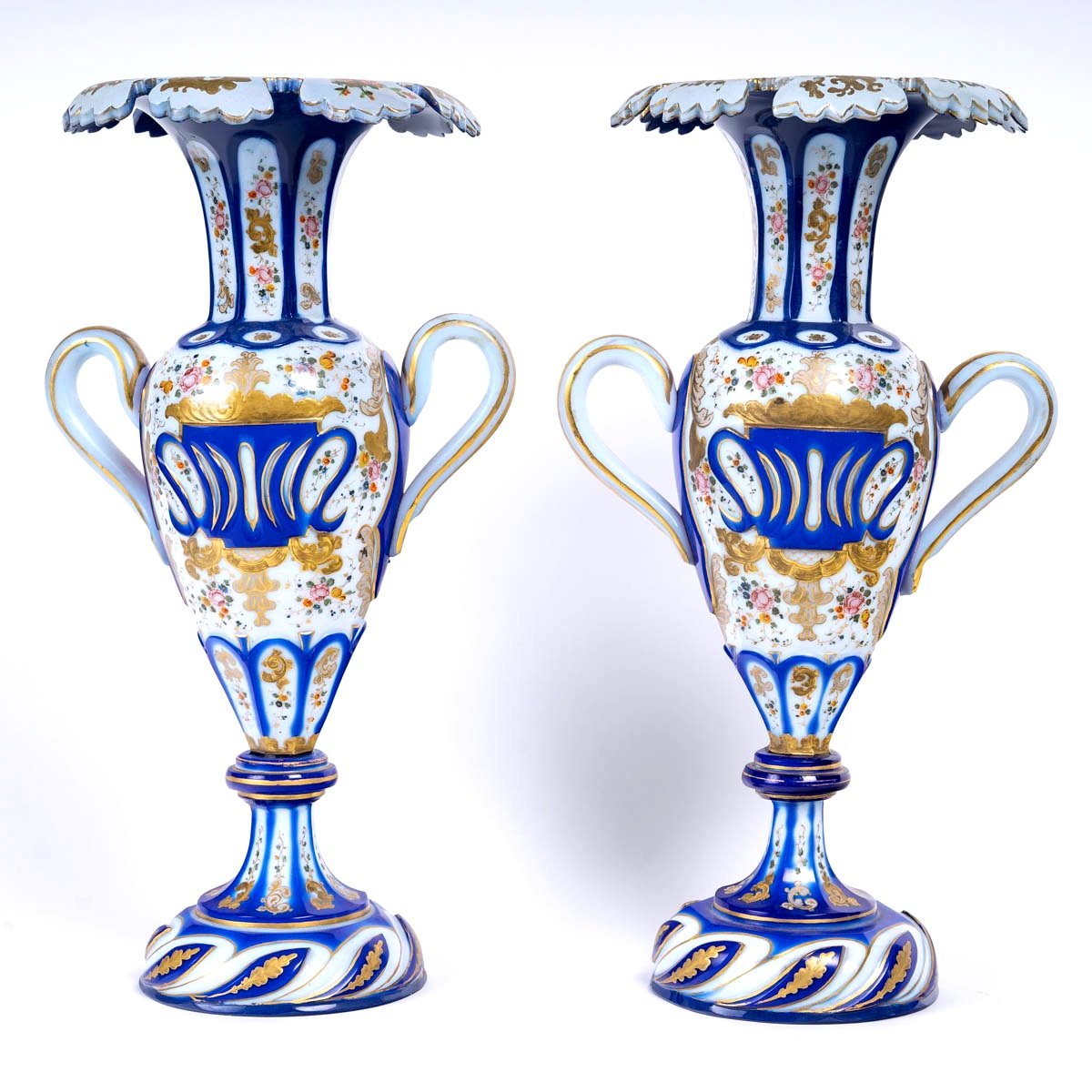 Rare Paire De Vase Overlay, Charles X, 1830-1840
