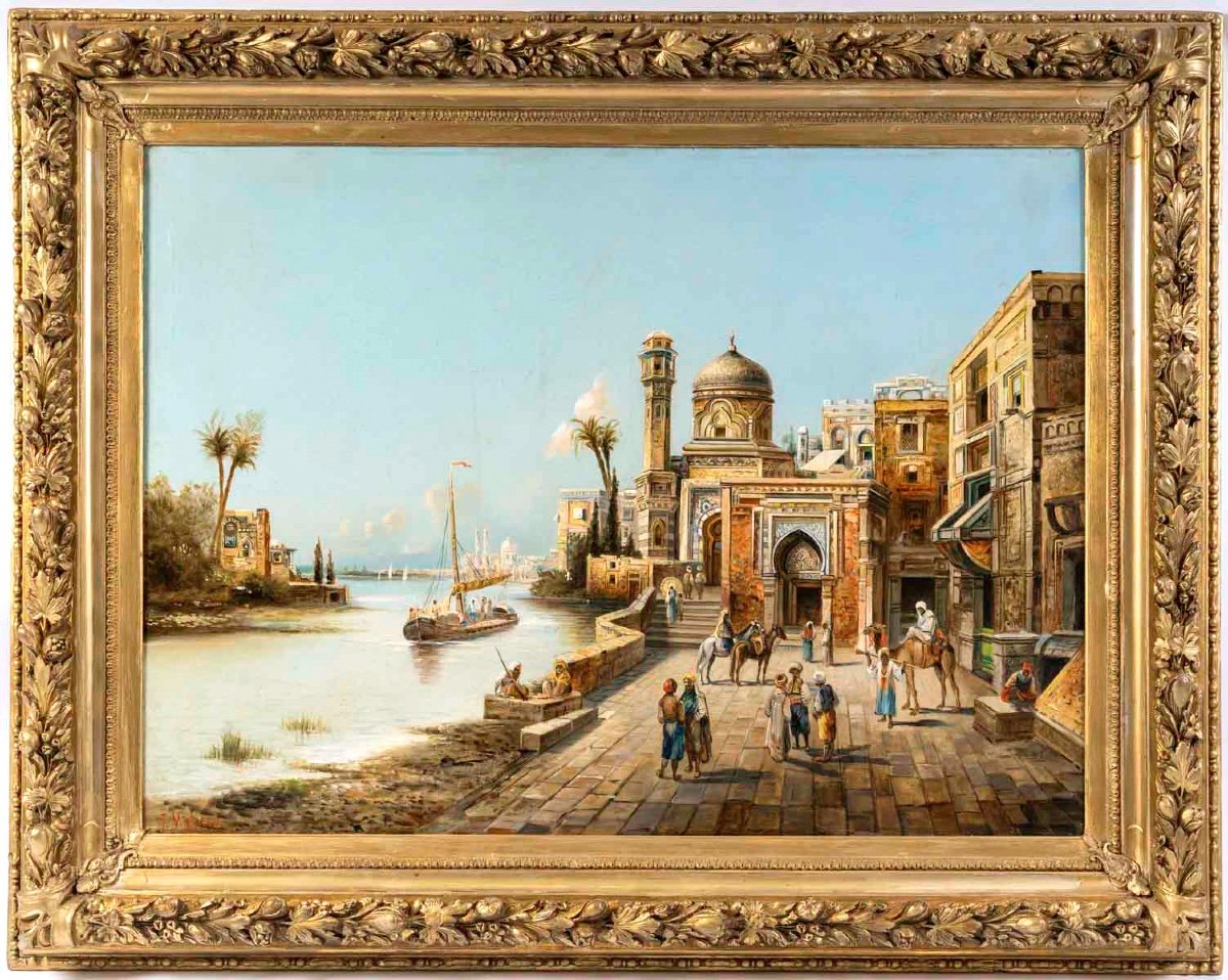 Beautiful Oil Painting On Canvas, Oriental, Signed 