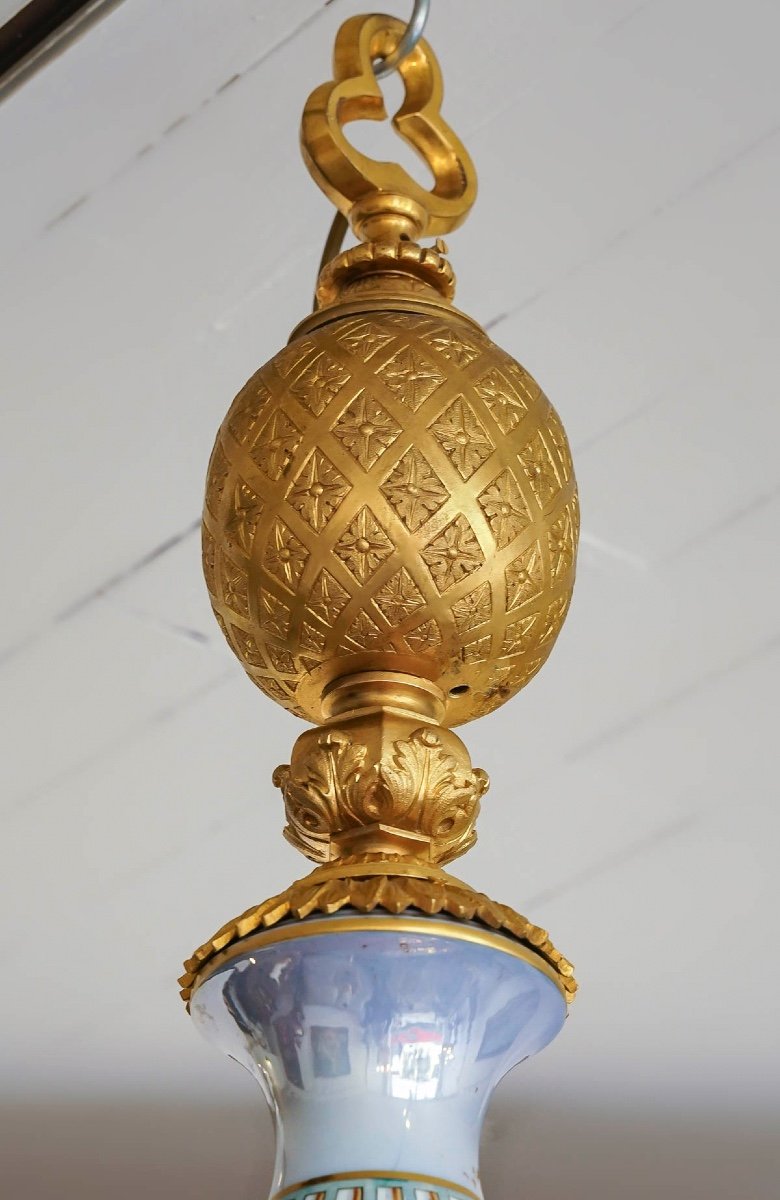 Unique Bronze And Porcelain Chandelier From Maison Sèvres-photo-2