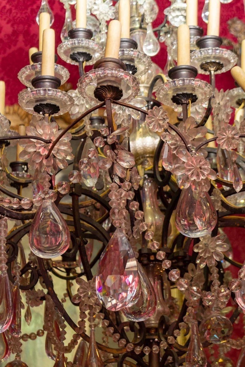 Louis XV Chandelier By Baccarat, Crystal, 19th Century-photo-3