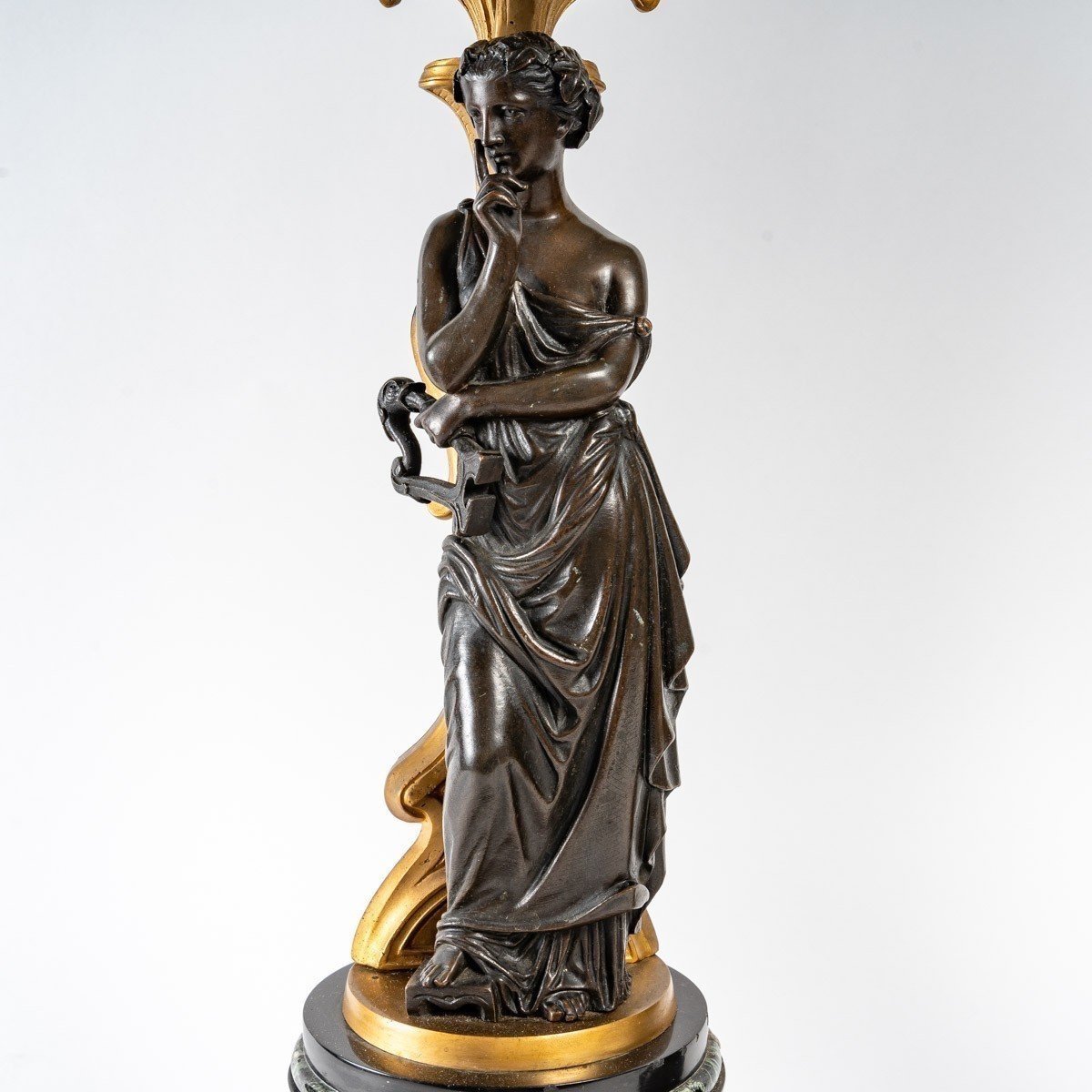 Duo de Chandelièrs En Bronze, Du 19éme Siècle. -photo-2