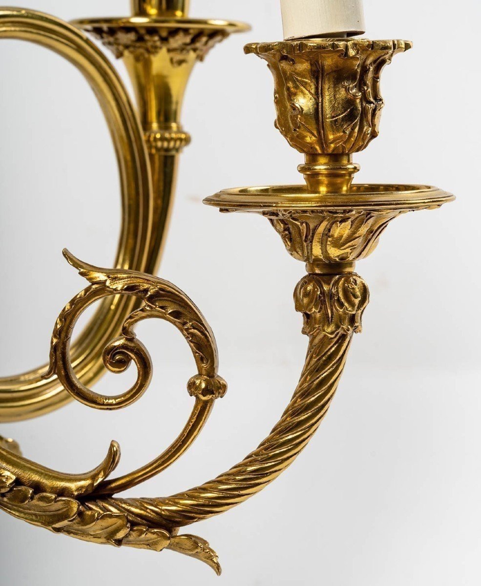 Lustre En Bronze Doré, 19ème Siècle-photo-6