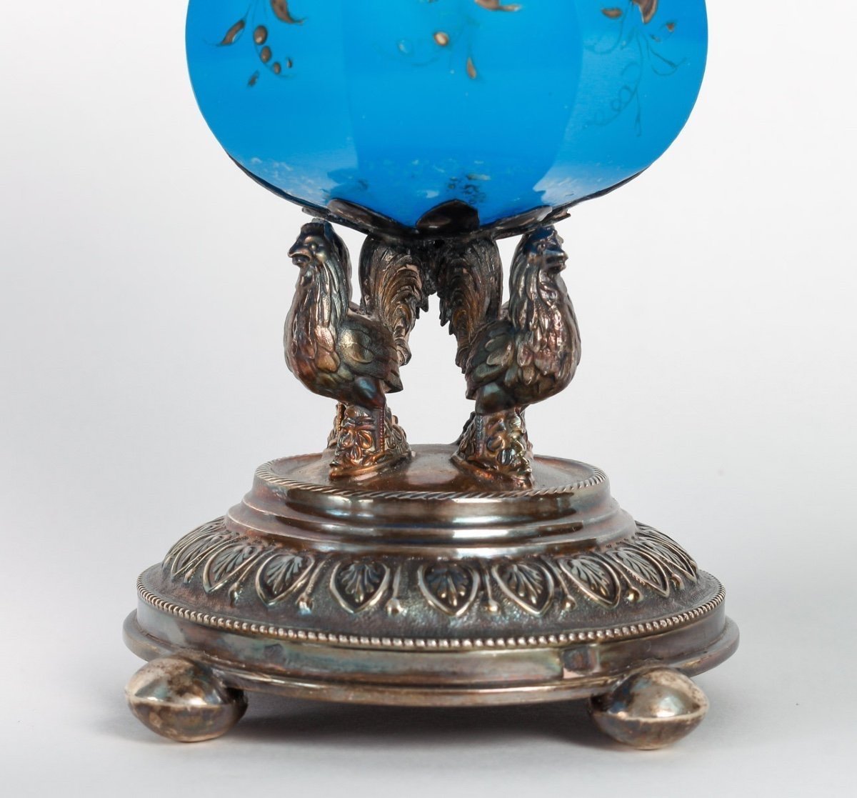 Set En Opaline Avec Base En Argent, 19ème Siècle-photo-1