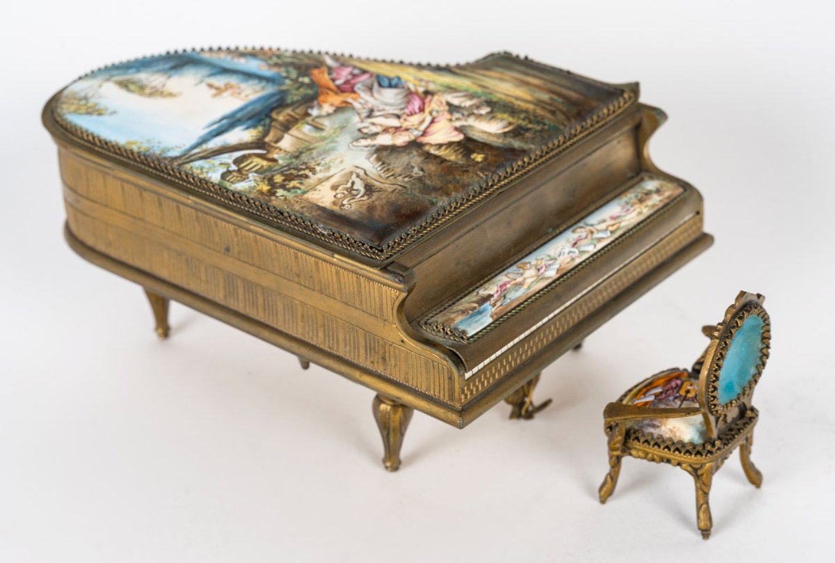 Rare 19th Century Enameled Bronze Piano 