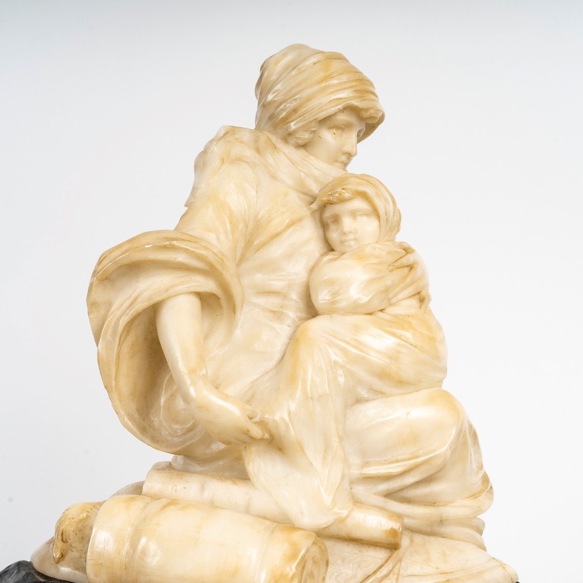 Bronze And Alabaster Sculpture, 19th Century-photo-3