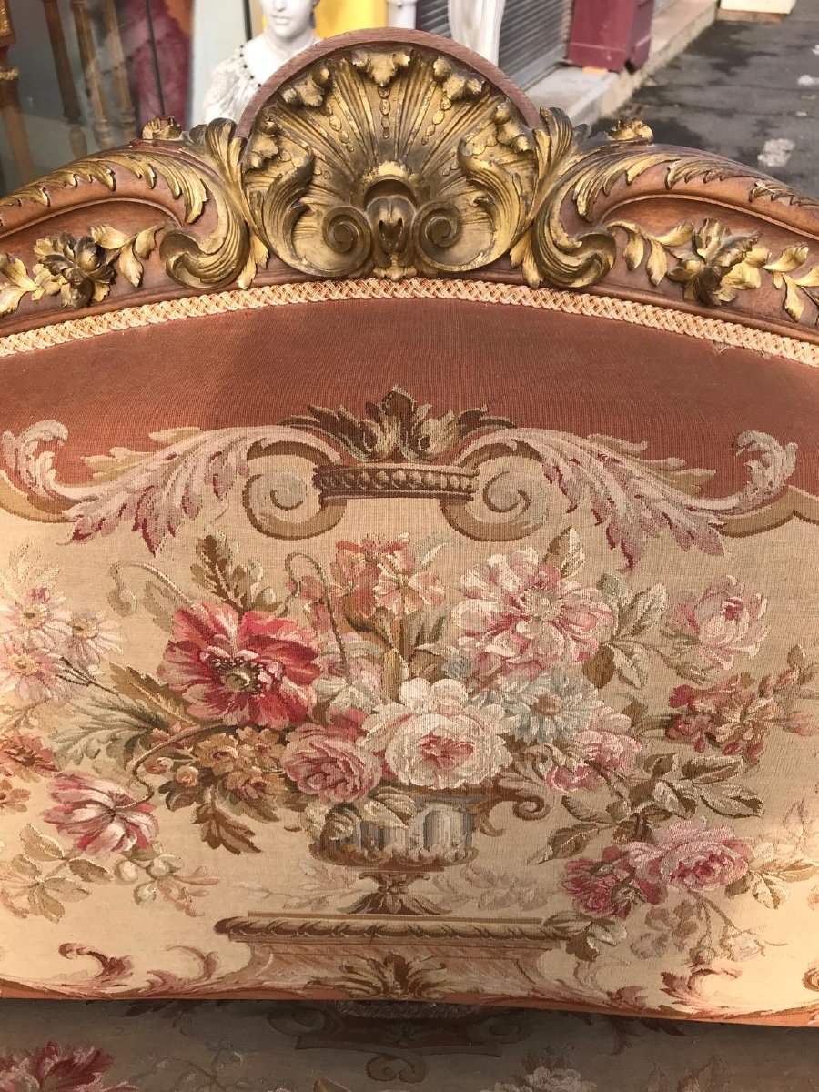 Salon D’époque Louis XV En Bois Sculpté Et Doré – Aubusson-photo-2