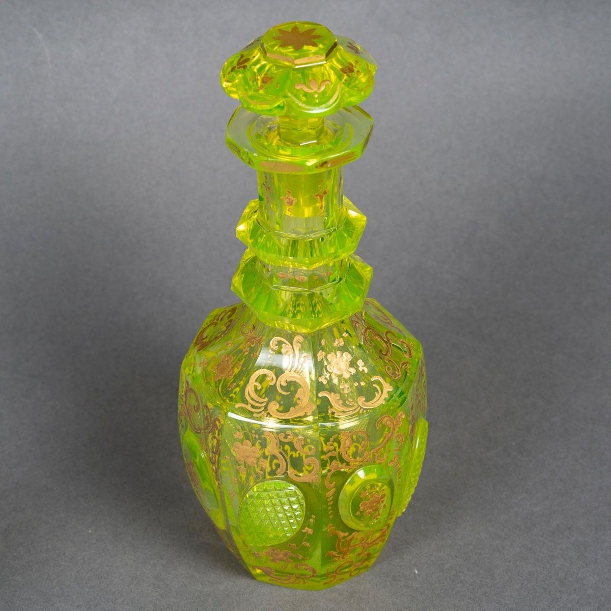 Ouraline Carafe And Its Gold Enameled Glass, 19th Century-photo-5