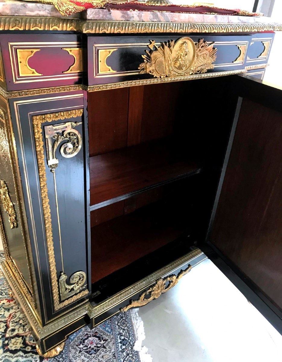 Meuble d'Appui En Acajou Noir Et Bronze Doré – Henri Picard, 19ᵉ Siècle-photo-3