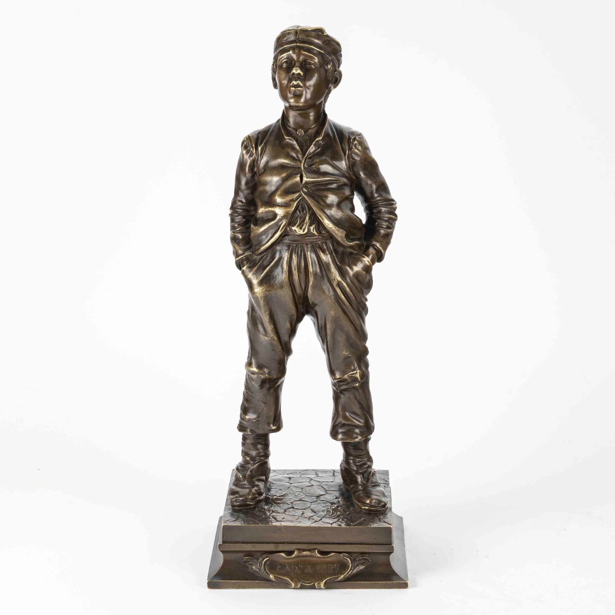 “le Soufflant” – Sculpture En Bronze Signée Hertzberg, Exposée En 1889-photo-2