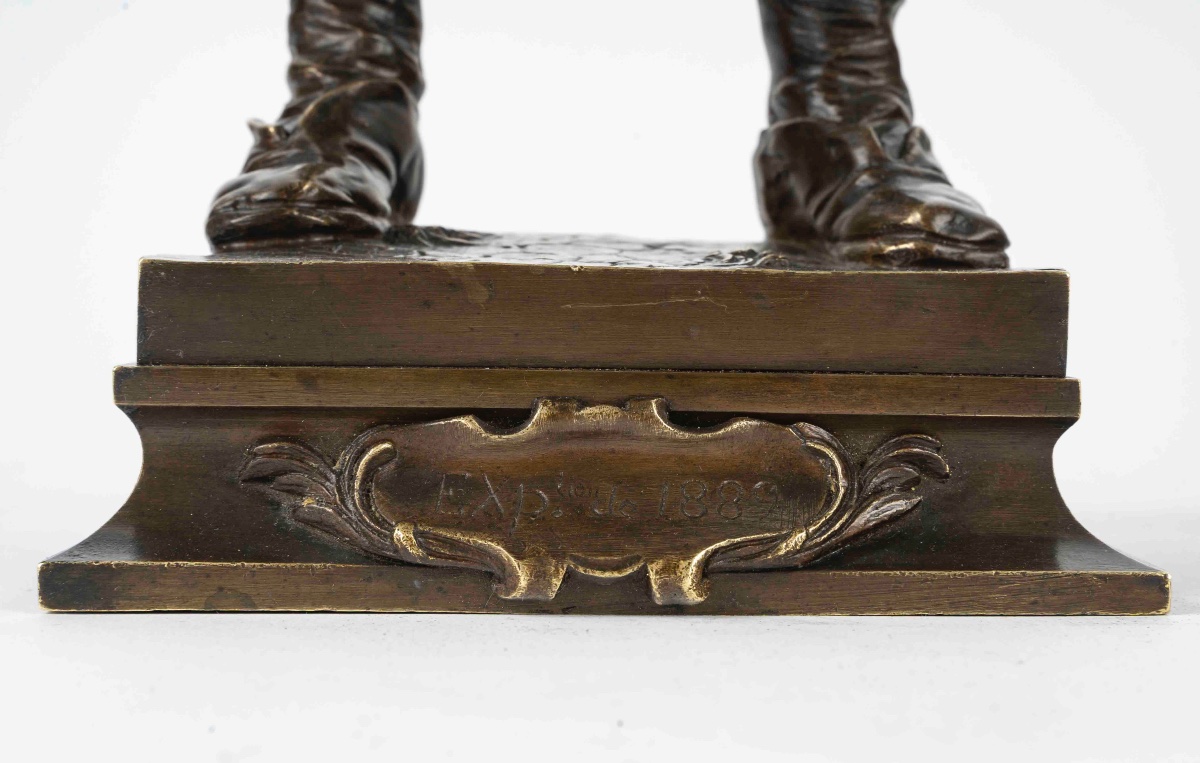 “le Soufflant” – Sculpture En Bronze Signée Hertzberg, Exposée En 1889-photo-4